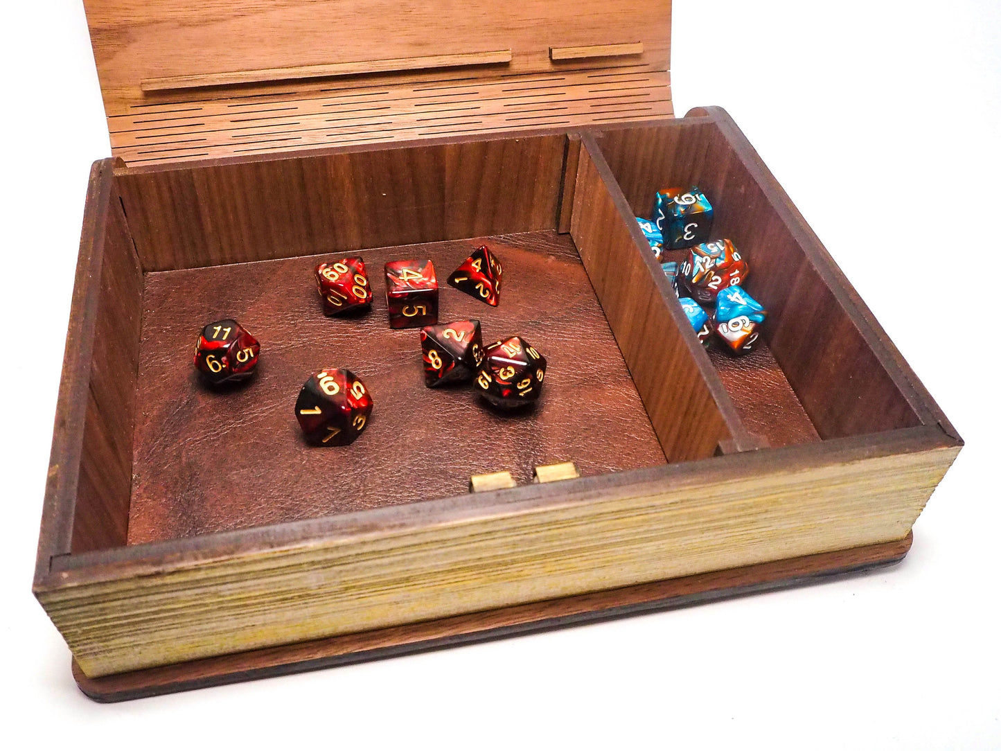 Vibrant Red Large Book Box for DnD Accessories with Dragon Eye All Hand Painted. Wedding Memory Box or DnD Dice Box