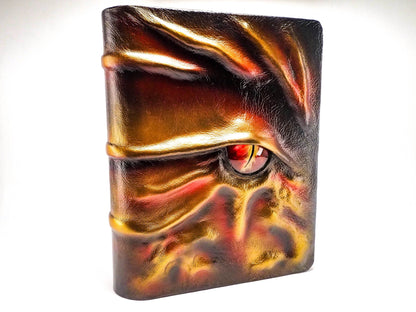 Vibrant Red Large Book Box for DnD Accessories with Dragon Eye All Hand Painted. Wedding Memory Box or DnD Dice Box