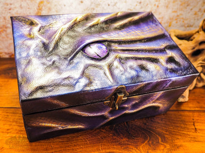 Beautiful Bright Large Box with Hand Painted Dragons Eye with Beautiful Walnut interior
