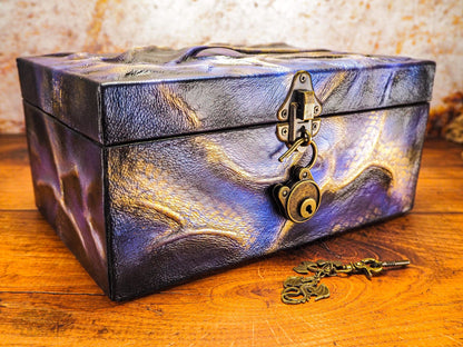 Beautiful Bright Large Box with Hand Painted Dragons Eye with Beautiful Walnut interior