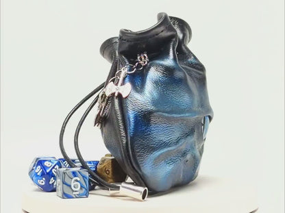 Dragon Eye Dice Holder - Unique Handcrafted Leather Bag for 40 Dice - Great for RPG Game Night