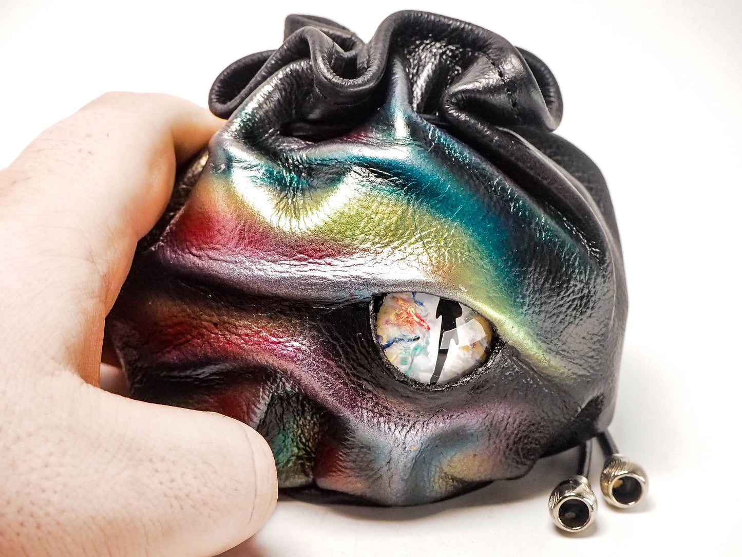 Rainbow Dragon Dice Bag for LARP or Cosplay Accessories - Compact Design for Convenience - Up to 75 Dice