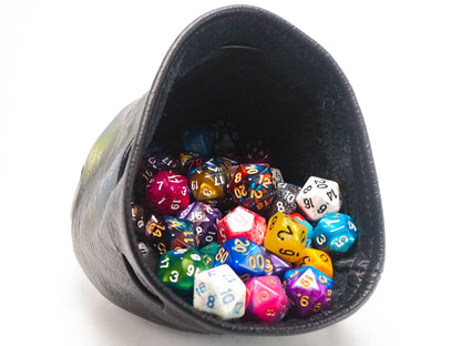 Unique Dragons Eye Dice Bag - Handmade and Painted, Holds Up to 75 Dice - Ideal for DnD and RPG Games