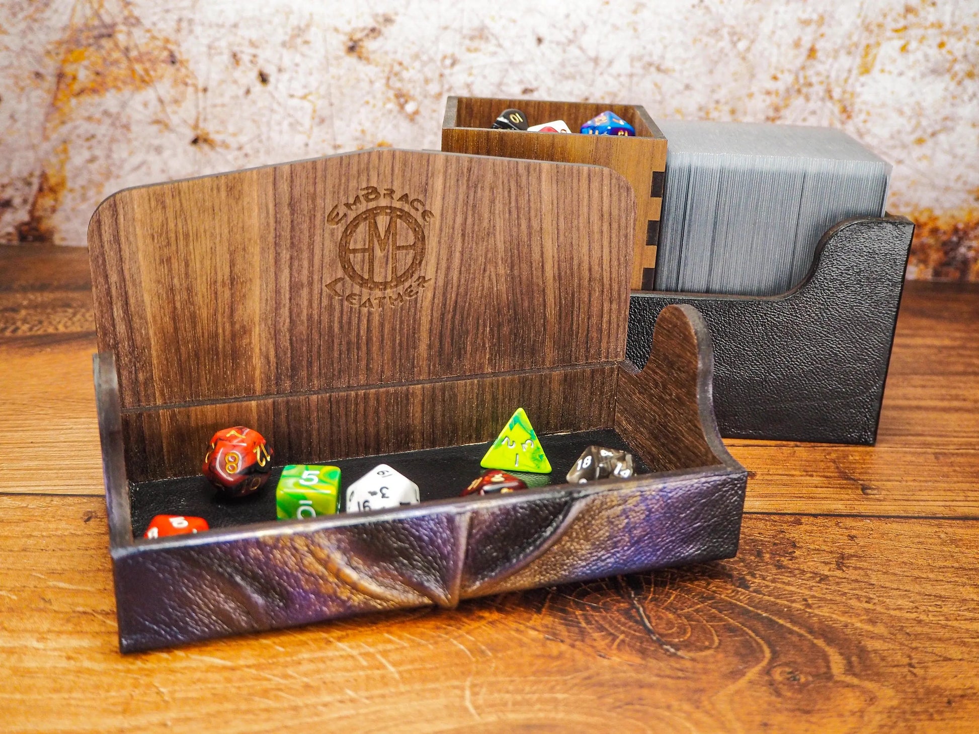 Purple and Gold Commander MTG Card Box for Table Top Games - Commander Masters Storage Box - 3 Sizes EmBrace Leather