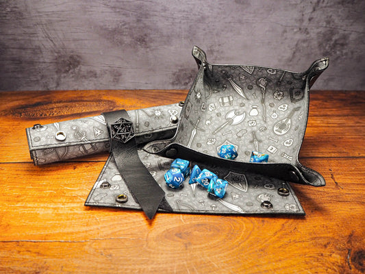 Canvas and Leather Battle Dice Rolling Tray. Pathfinder RPG and DnD Accessories, Dice Games EmBrace Leather