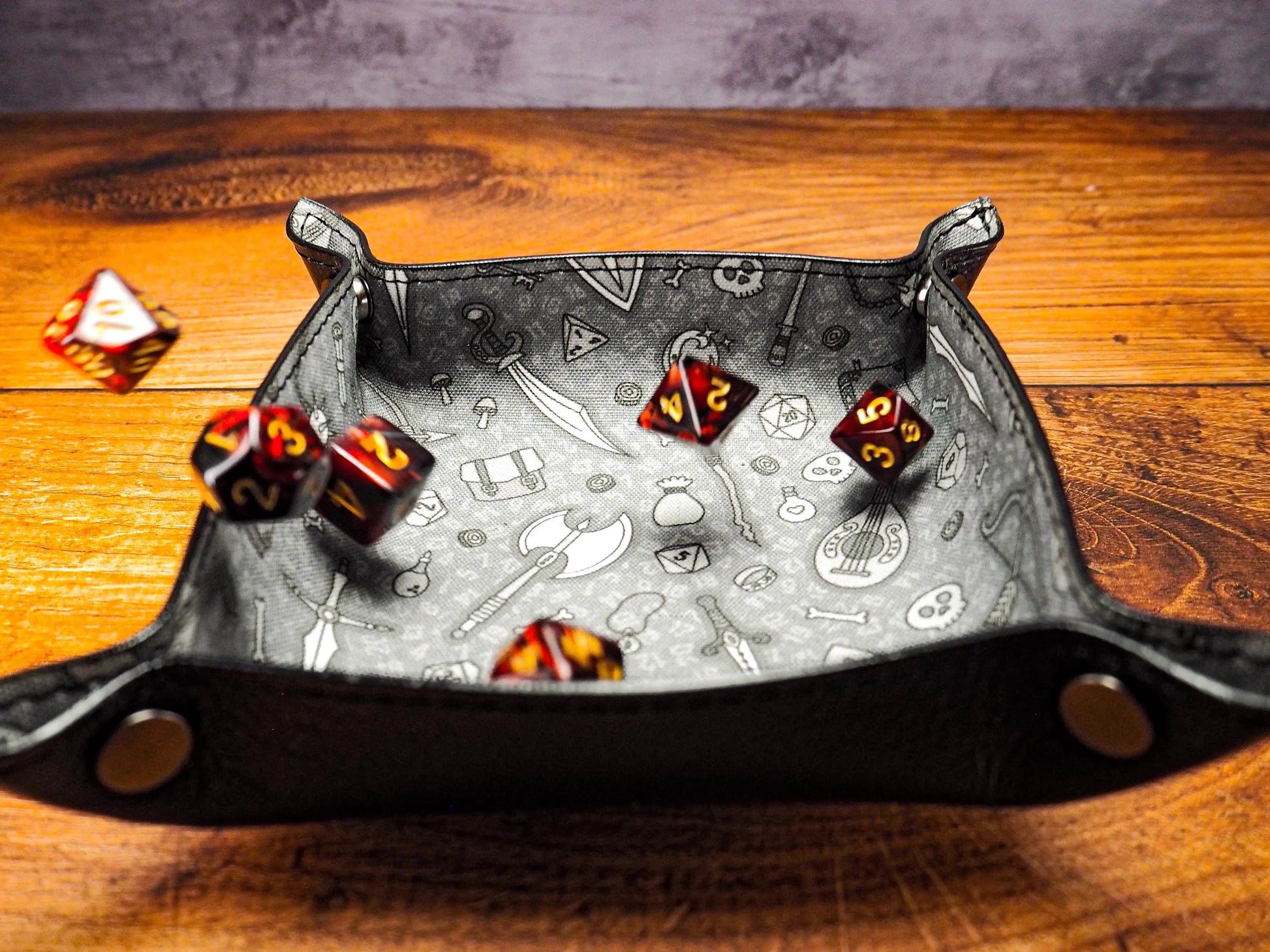 Canvas and Leather Battle DnD Dice Tray or Catchall Tray, Dice Accessories for Role Playing Games EmBrace Leather