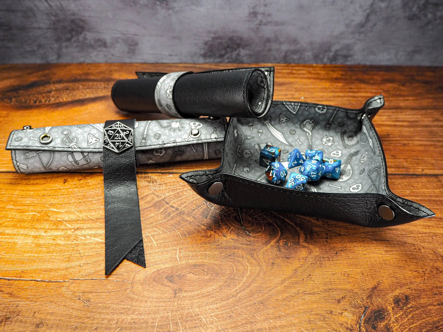 Canvas and Leather Battle DnD Dice Tray or Catchall Tray, Dice Accessories for Role Playing Games EmBrace Leather