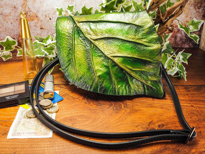 Green Leaf Bag and Belt Pouch - Themed for Renaissance Fair, Fairy Wedding or Every Day EmBrace Leather