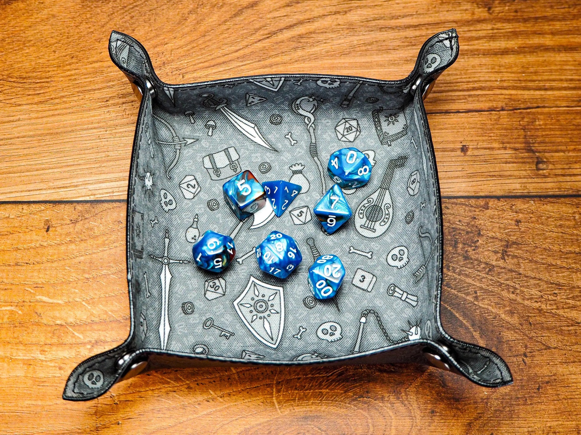 Canvas and Leather Battle DnD Dice Tray or Catchall Tray, Dice Accessories for Role Playing Games EmBrace Leather