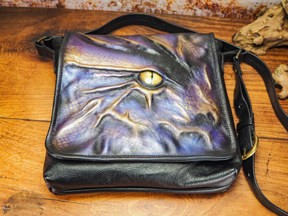 Purple Leather Handbag or Large Leather Purse Beautiful  Bad Dragon Leather Bags