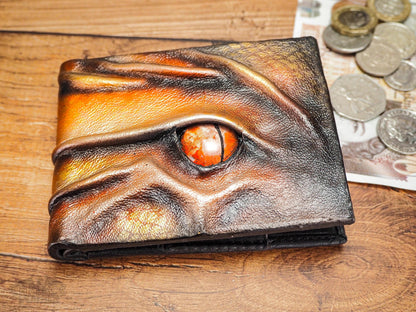 Fire Dragon Wallet - Gents Wallet - Real leather Wallet - Eye Wallet - Unique Wallet - Unisex
