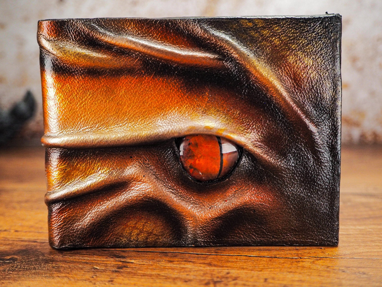 Fire Dragon Wallet - Gents Wallet - Real leather Wallet - Eye Wallet - Unique Wallet - Unisex