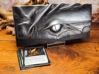 300 Double Sleeved Card Box for Table Top Games with Silver Dragon Eye. MTG Card Box Triple Commander - Yugioh Deck Box