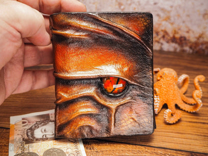 Fire Dragon Wallet - Real Leather Gents Wallet with Beautiful Hand Painted Dragon Eye