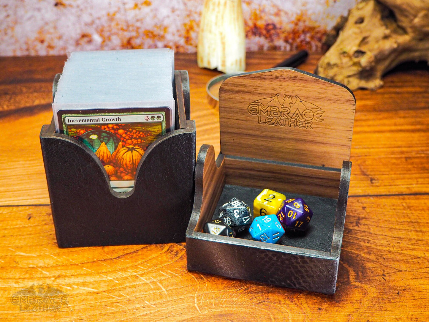 Small Commander Card Box for Table Top Games with Silver Dragon Eye. MTG Card Box - Yugioh Deck Box
