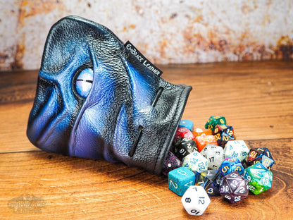 Purple Dragons Eye Small Dice Bag With hand Painted Eye - Up to 45 Mixed Dice