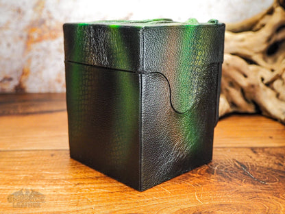 Small Commander Card Box for Table Top Games with Green Dragon Eye. MTG Card Box - Yugioh Deck Box