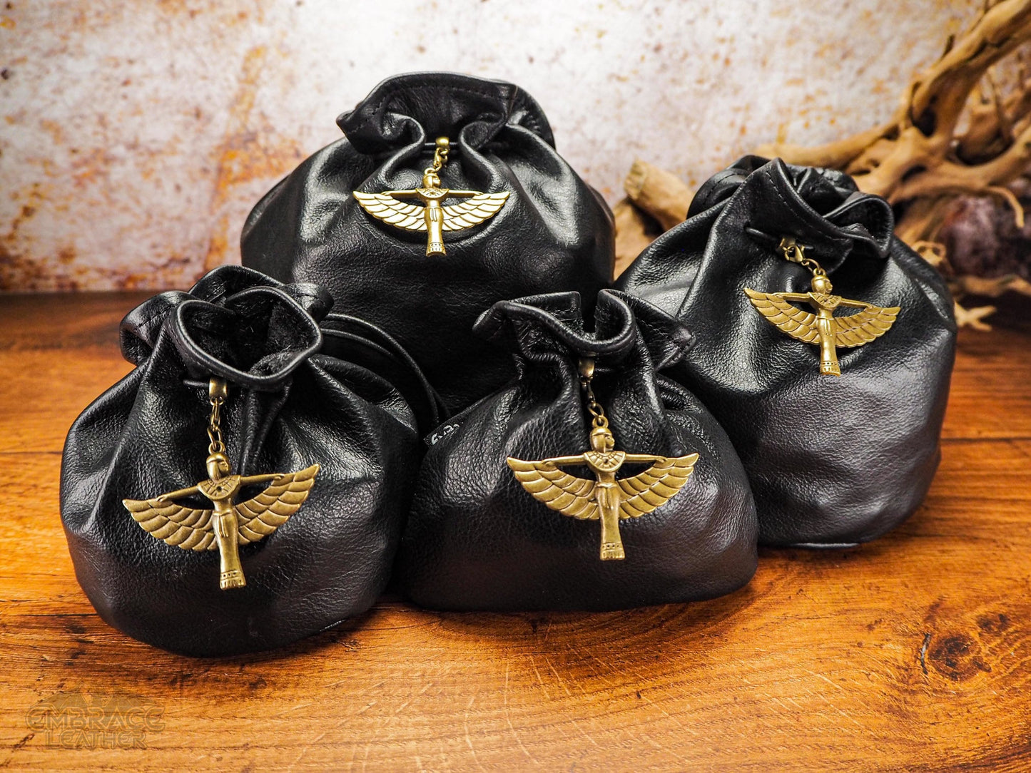 Dungeons and Dragons Dice Bag of Holding - Leather Dice Bags with Bronze Egyptian Goddess Charm