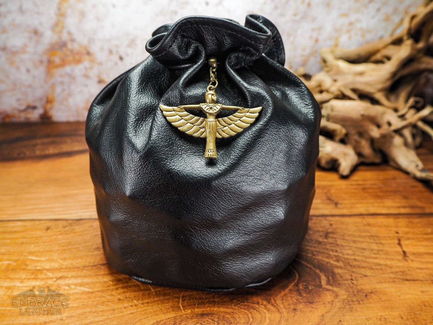 Dungeons and Dragons Dice Bag of Holding - Leather Dice Bags with Bronze Egyptian Goddess Charm