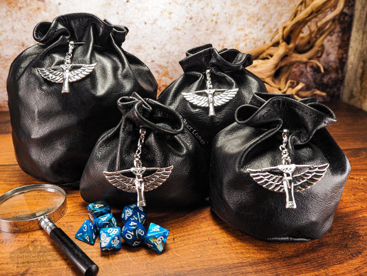Role Playing Game DnD Dice Bag - Larp Bag with Silver Goddess Charm